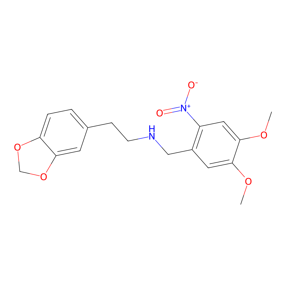 2-(1,3-benzodioxol-5-yl)-N-[(4,5-dimethoxy-2-nitrophenyl)methyl]ethanamine molecular structure, CAS 355818-20-1