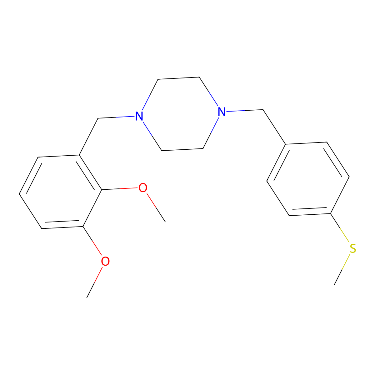 1-[(2,3-Dimethoxyphenyl)methyl]-4-[(4-methylsulfanylphenyl)methyl]piperazine molecular structure, CAS 355818-23-4
