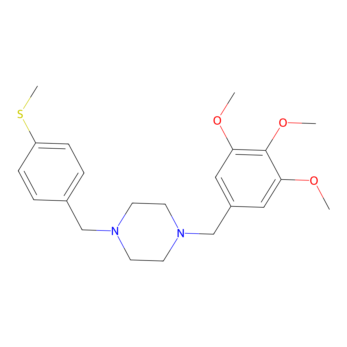 1-[4-(Methylsulfanyl)benzyl]-4-(3,4,5-trimethoxybenzyl)piperazine molecular structure, CAS 355818-28-9