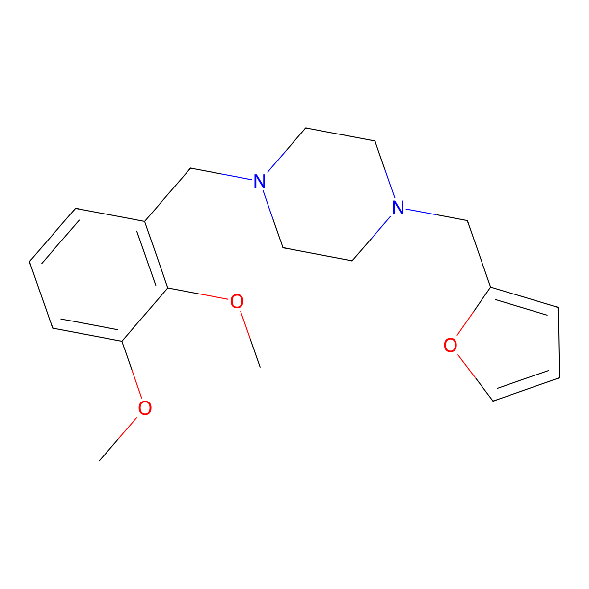 1-[(2,3-Dimethoxyphenyl)methyl]-4-(furan-2-ylmethyl)piperazine molecular structure, CAS 355818-36-9