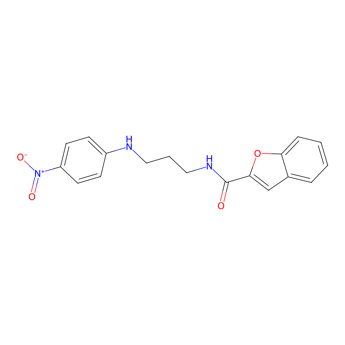 N-[3-(4-nitroanilino)propyl]-1-benzofuran-2-carboxamide molecular structure, CAS 355818-37-0