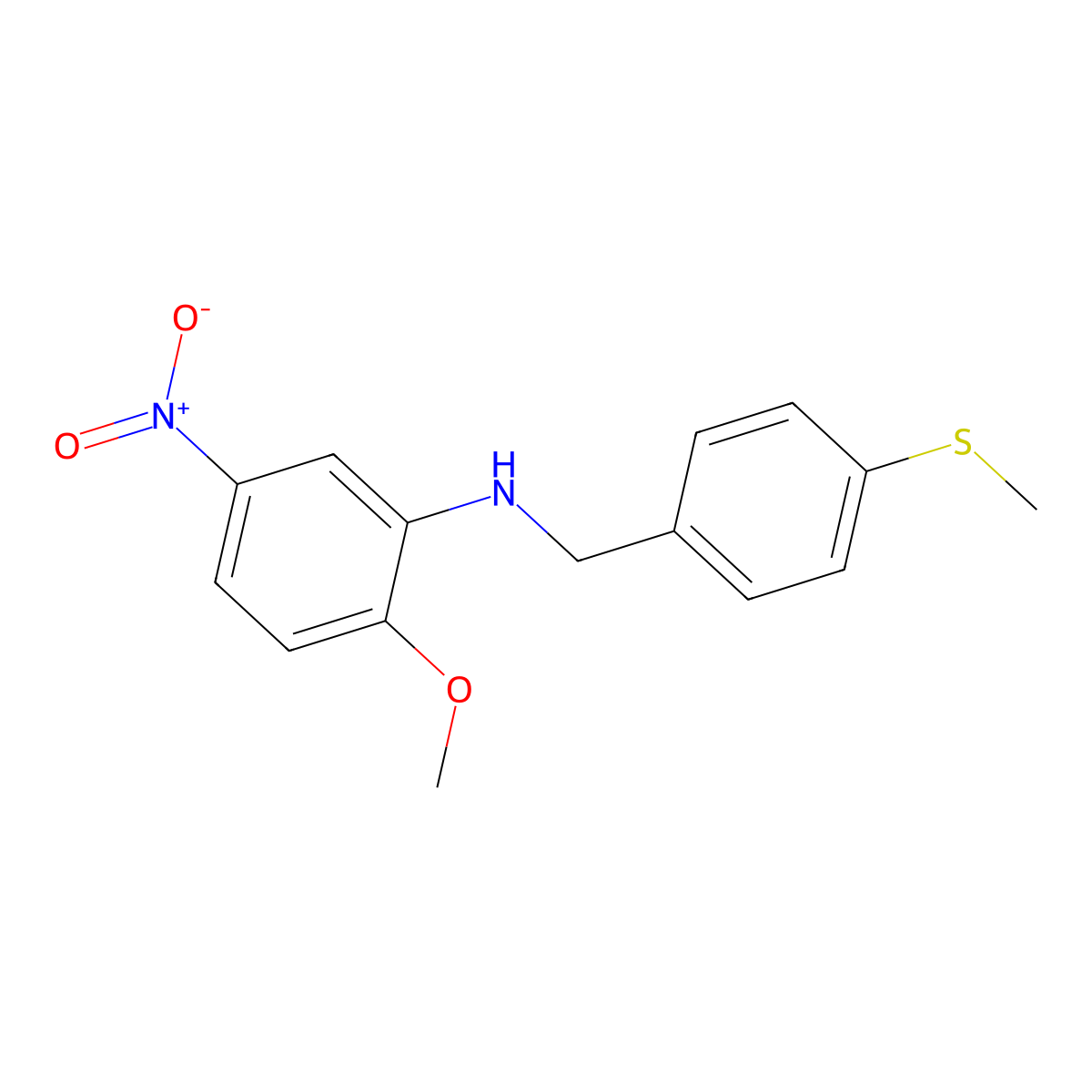 2-methoxy-N-[4-(methylsulfanyl)benzyl]-5-nitroaniline molecular structure, CAS 355818-38-1