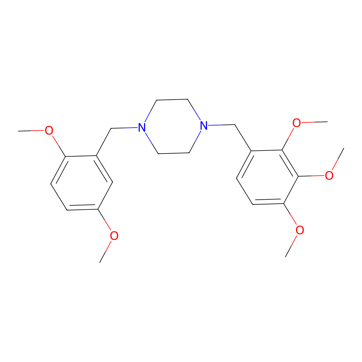 1-(2,5-Dimethoxybenzyl)-4-(2,3,4-trimethoxybenzyl)piperazine molecular structure, CAS 355818-46-1