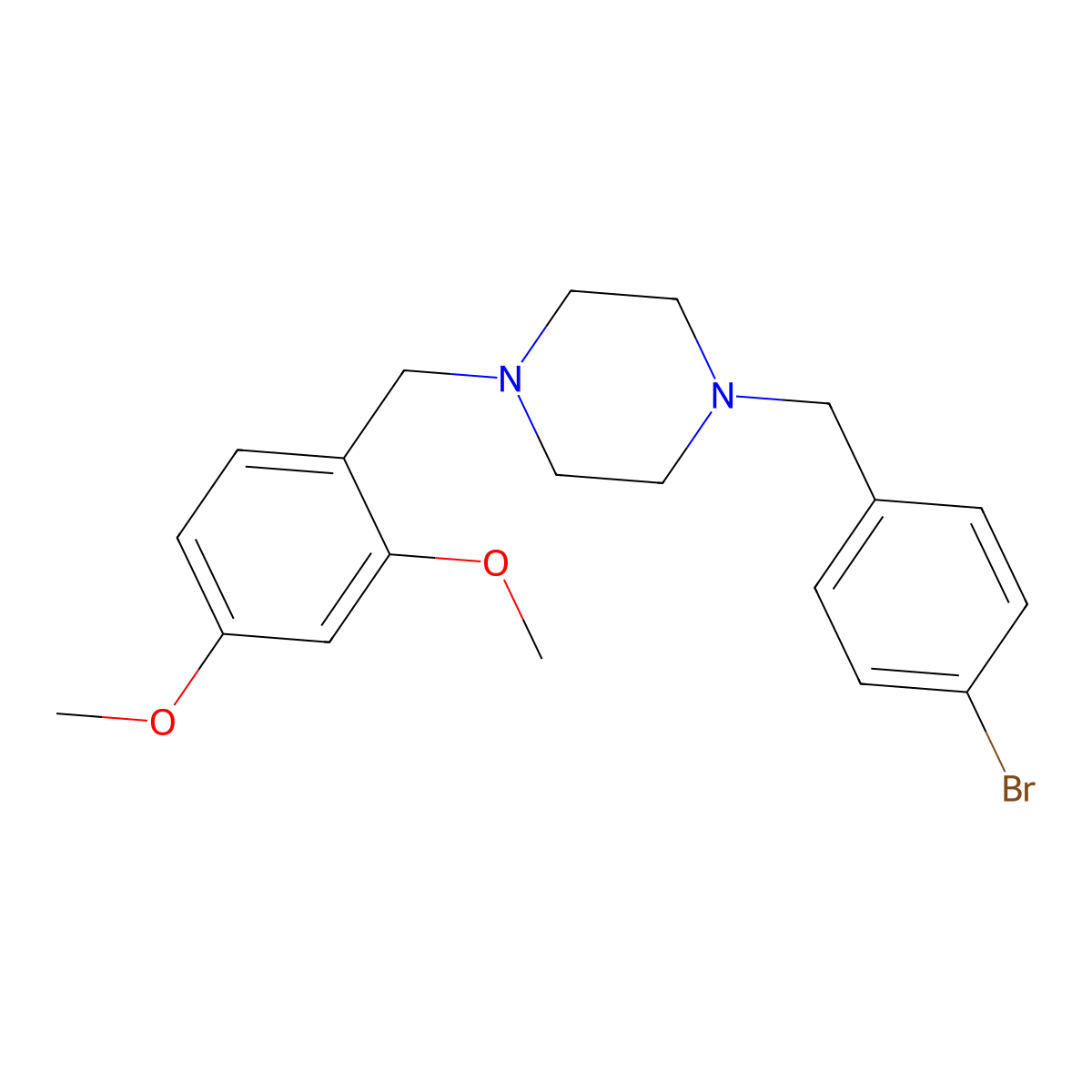 1-[(4-Bromophenyl)methyl]-4-[(2,4-dimethoxyphenyl)methyl]piperazine molecular structure, CAS 355818-57-4