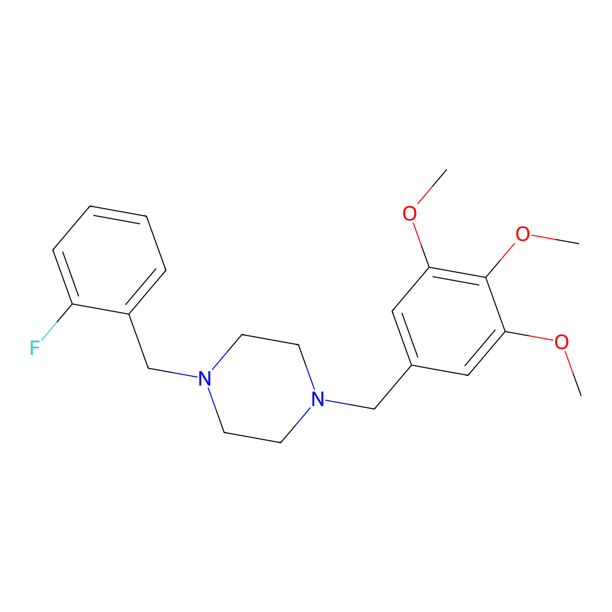 1-[(2-Fluorophenyl)methyl]-4-[(3,4,5-trimethoxyphenyl)methyl]piperazine molecular structure, CAS 355818-59-6