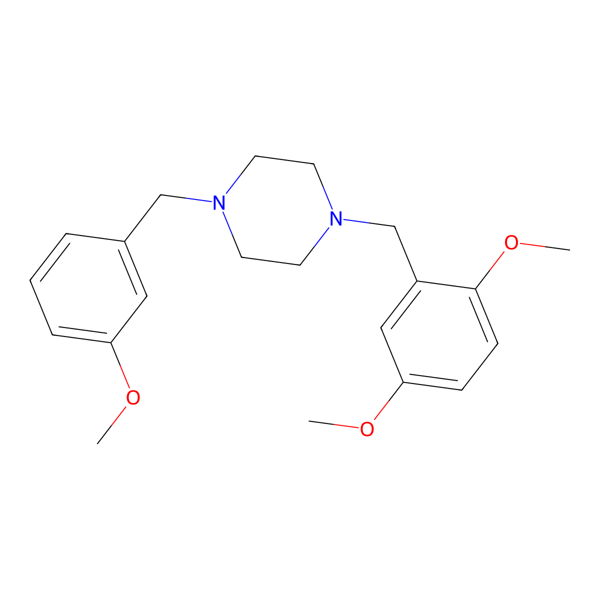 1-[(2,5-Dimethoxyphenyl)methyl]-4-[(3-methoxyphenyl)methyl]piperazine molecular structure, CAS 355818-71-2