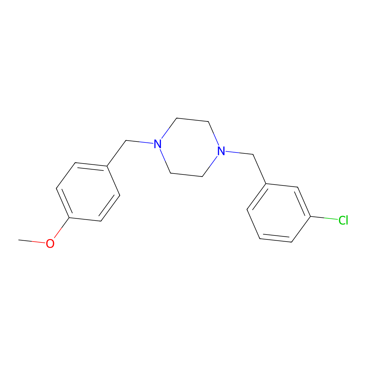 1-(3-Chlorobenzyl)-4-(4-methoxybenzyl)piperazine molecular structure, CAS 355818-91-6