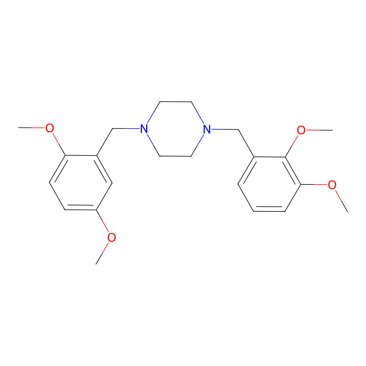 1-[(2,3-Dimethoxyphenyl)methyl]-4-[(2,5-dimethoxyphenyl)methyl]piperazine molecular structure, CAS 355818-99-4