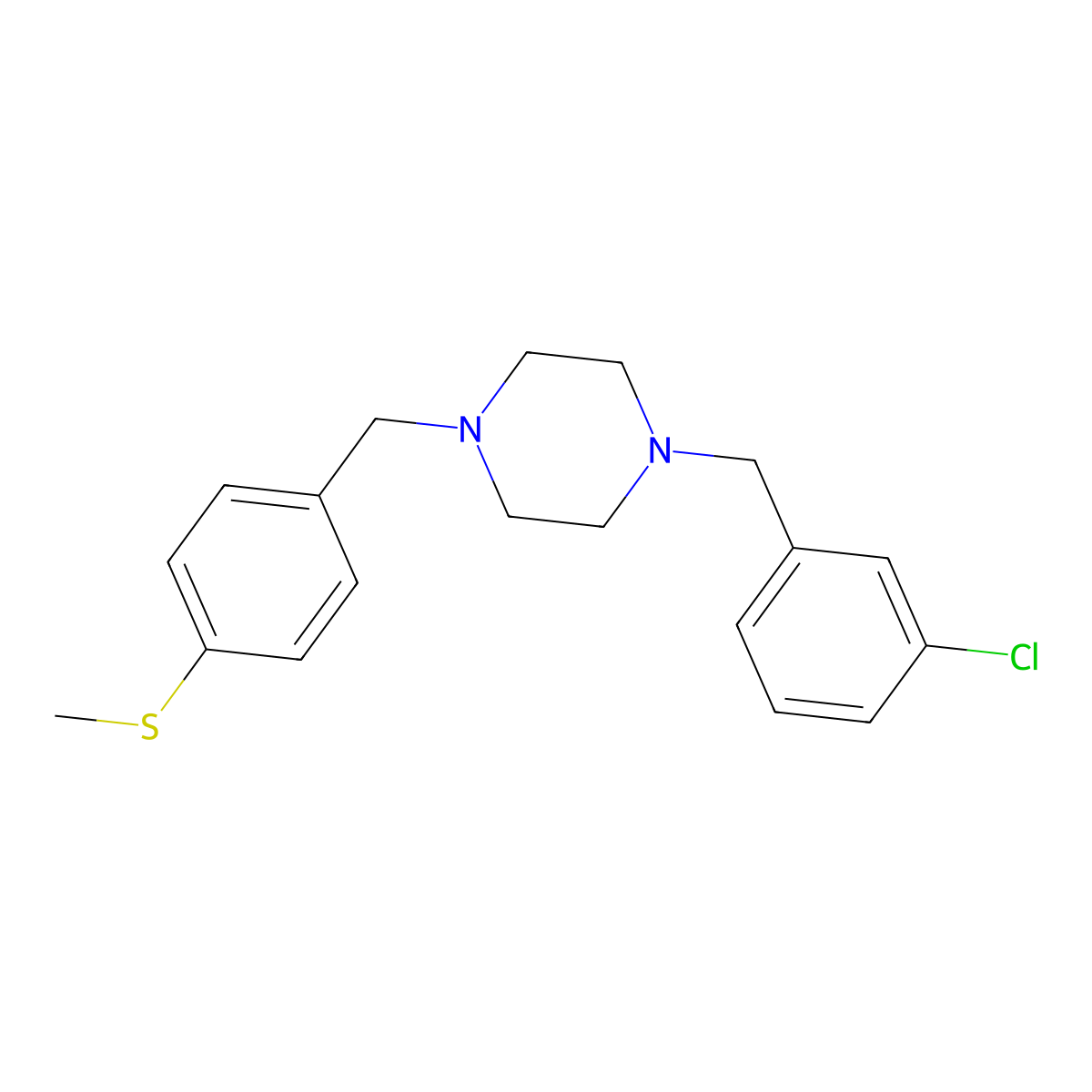 1-(3-Chlorobenzyl)-4-[4-(methylsulfanyl)benzyl]piperazine molecular structure, CAS 355819-03-3