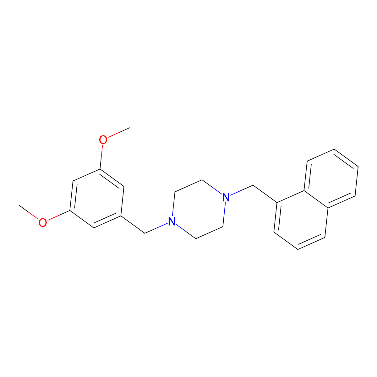 1-[(3,5-Dimethoxyphenyl)methyl]-4-(naphthalen-1-ylmethyl)piperazine molecular structure, CAS 355819-08-8
