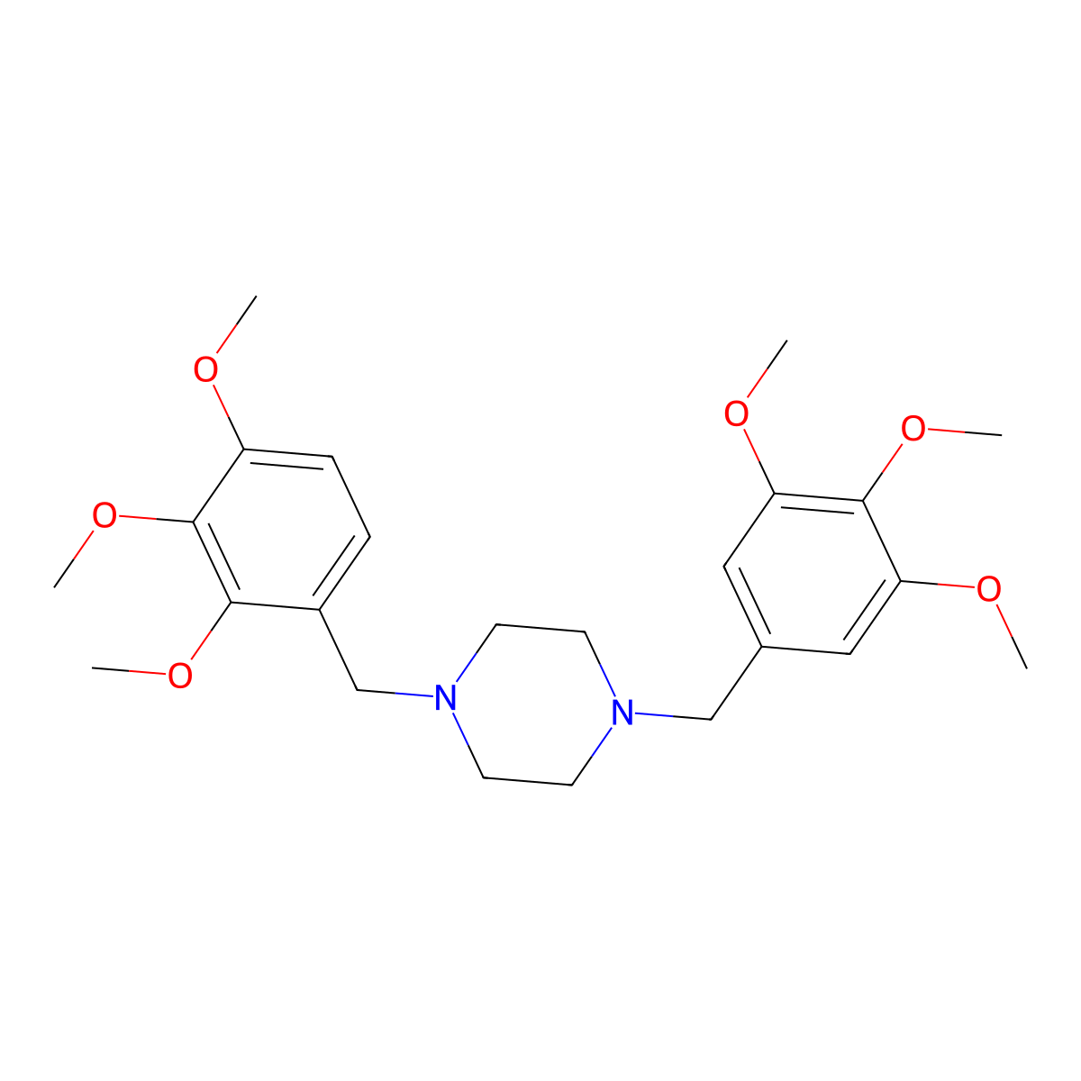 1-[(2,3,4-Trimethoxyphenyl)methyl]-4-[(3,4,5-trimethoxyphenyl)methyl]piperazine molecular structure, CAS 355819-10-2