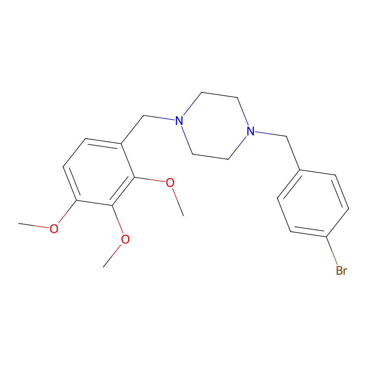 1-(4-Bromobenzyl)-4-(2,3,4-trimethoxybenzyl)piperazine molecular structure, CAS 355819-20-4