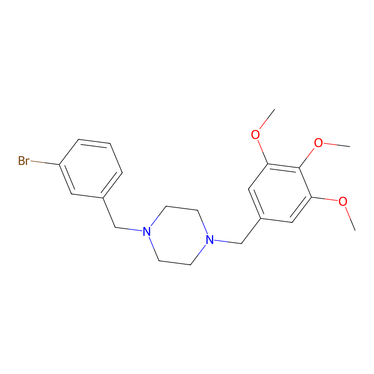 1-[(3-Bromophenyl)methyl]-4-[(3,4,5-trimethoxyphenyl)methyl]piperazine molecular structure, CAS 355819-28-2