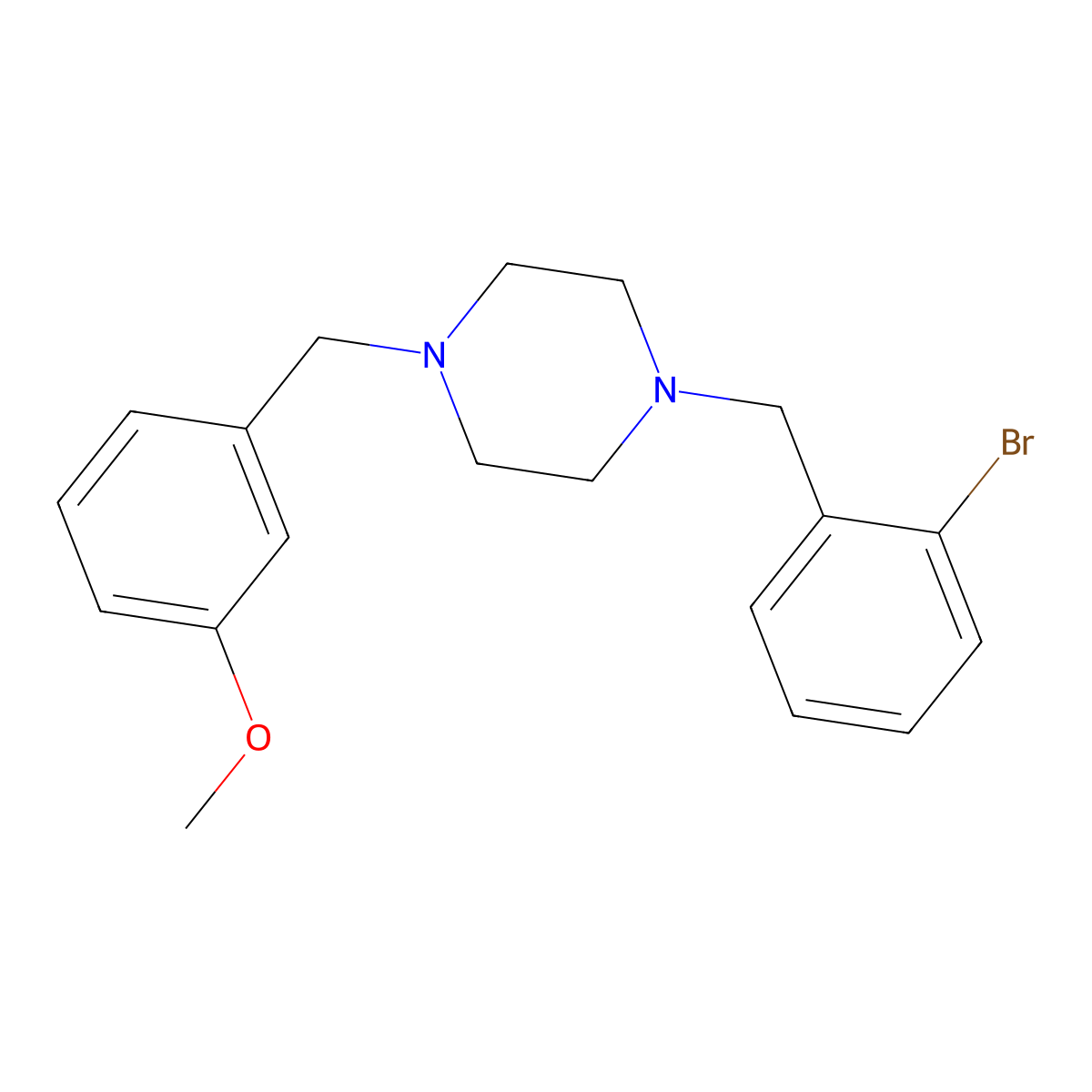 1-(2-Bromobenzyl)-4-(3-methoxybenzyl)piperazine molecular structure, CAS 355819-38-4