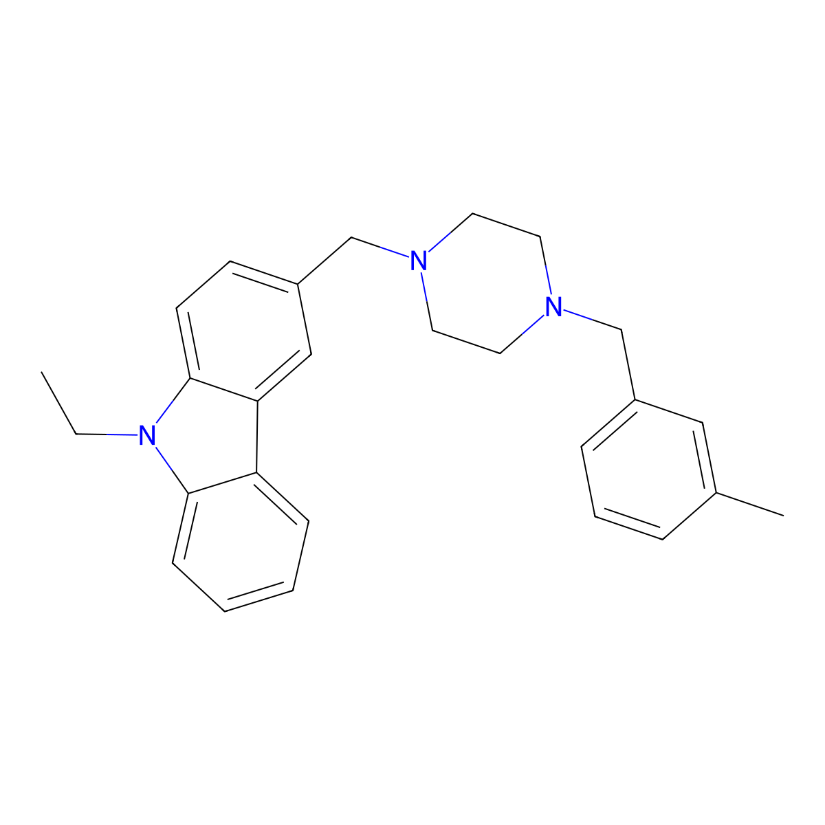 9-Ethyl-3-[[4-[(3-methylphenyl)methyl]piperazin-1-yl]methyl]carbazole molecular structure, CAS 355819-56-6