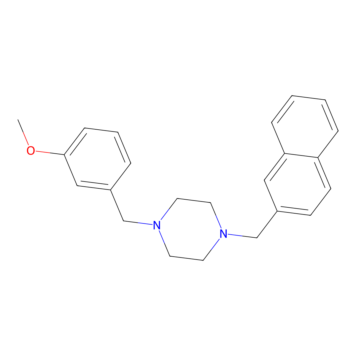 1-(3-Methoxybenzyl)-4-(naphthalen-2-ylmethyl)piperazine molecular structure, CAS 355819-64-6
