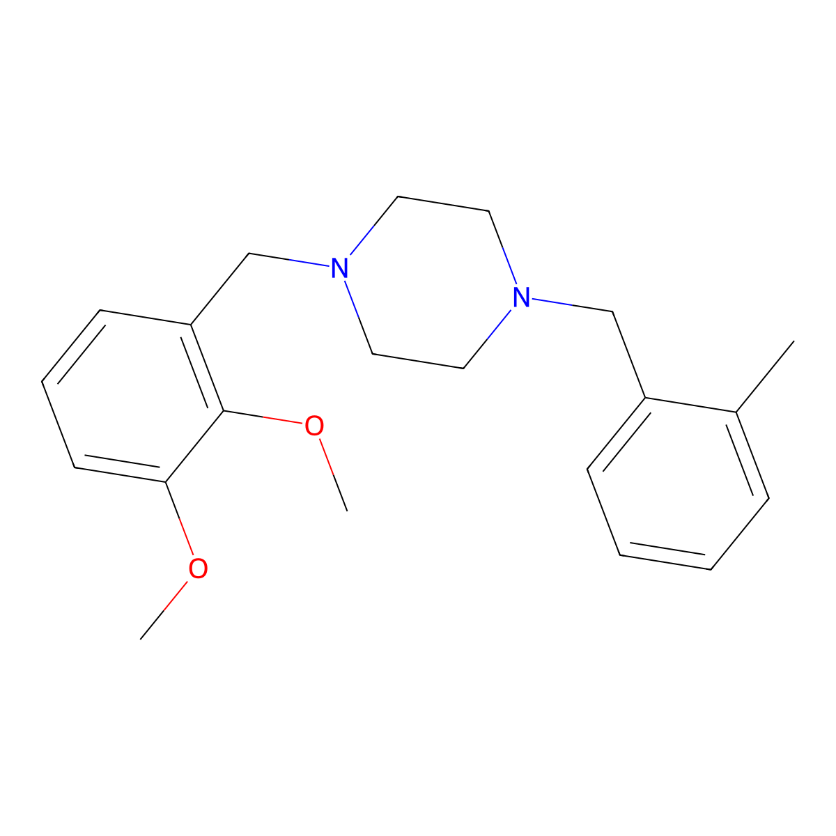 1-(2,3-Dimethoxybenzyl)-4-(2-methylbenzyl)piperazine molecular structure, CAS 355819-67-9