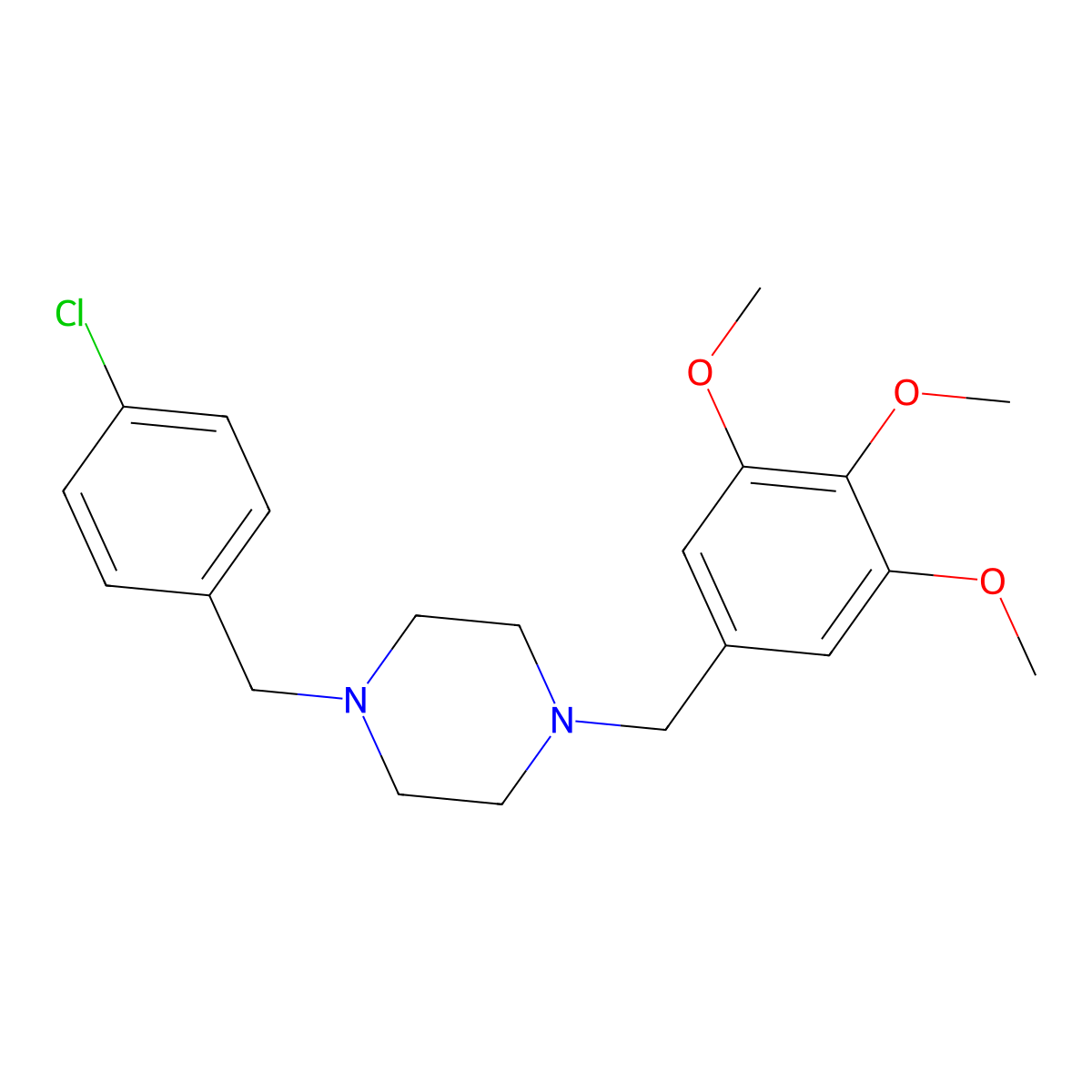 1-(4-Chlorobenzyl)-4-(3,4,5-trimethoxybenzyl)piperazine molecular structure, CAS 355819-70-4