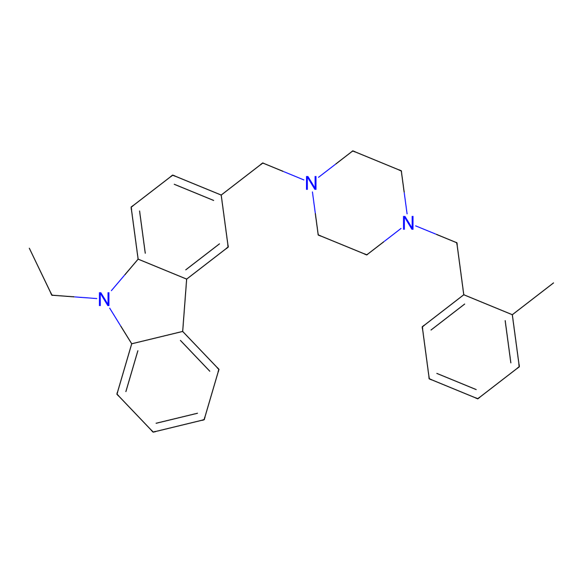 9-Ethyl-3-[[4-[(2-methylphenyl)methyl]piperazin-1-yl]methyl]carbazole molecular structure, CAS 355819-73-7