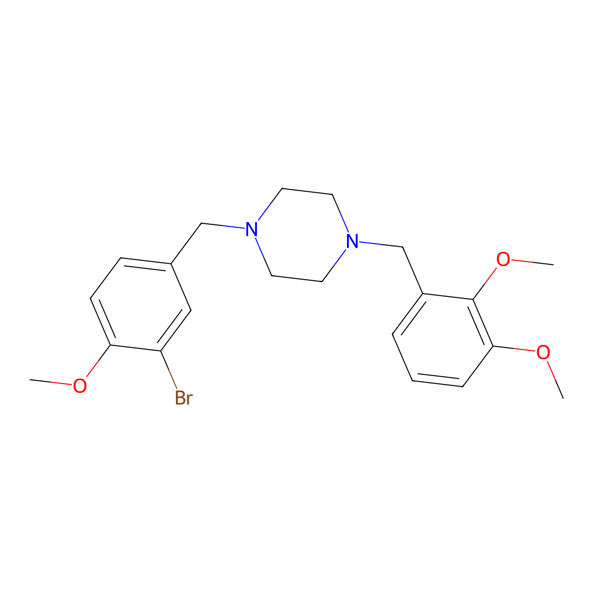 1-[(3-Bromo-4-methoxyphenyl)methyl]-4-[(2,3-dimethoxyphenyl)methyl]piperazine molecular structure, CAS 355819-77-1