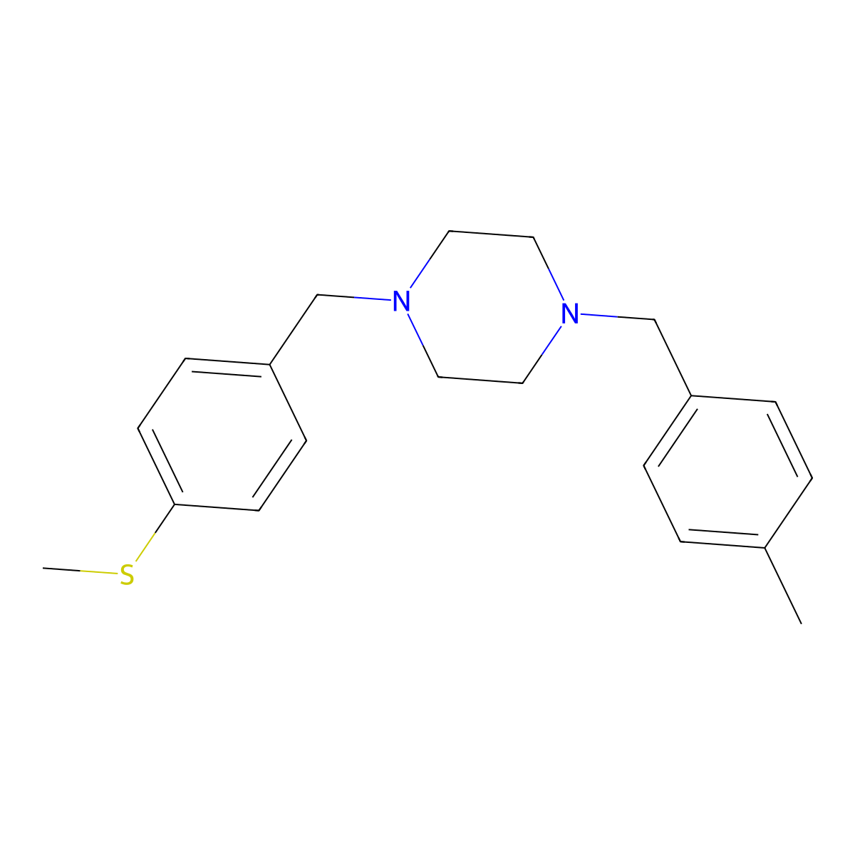 1-(4-Methylbenzyl)-4-[4-(methylsulfanyl)benzyl]piperazine molecular structure, CAS 355819-80-6
