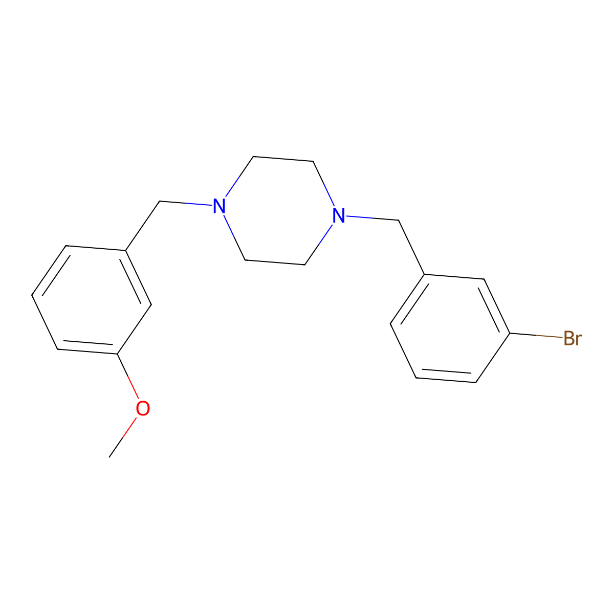1-[(3-Bromophenyl)methyl]-4-[(3-methoxyphenyl)methyl]piperazine molecular structure, CAS 355819-83-9