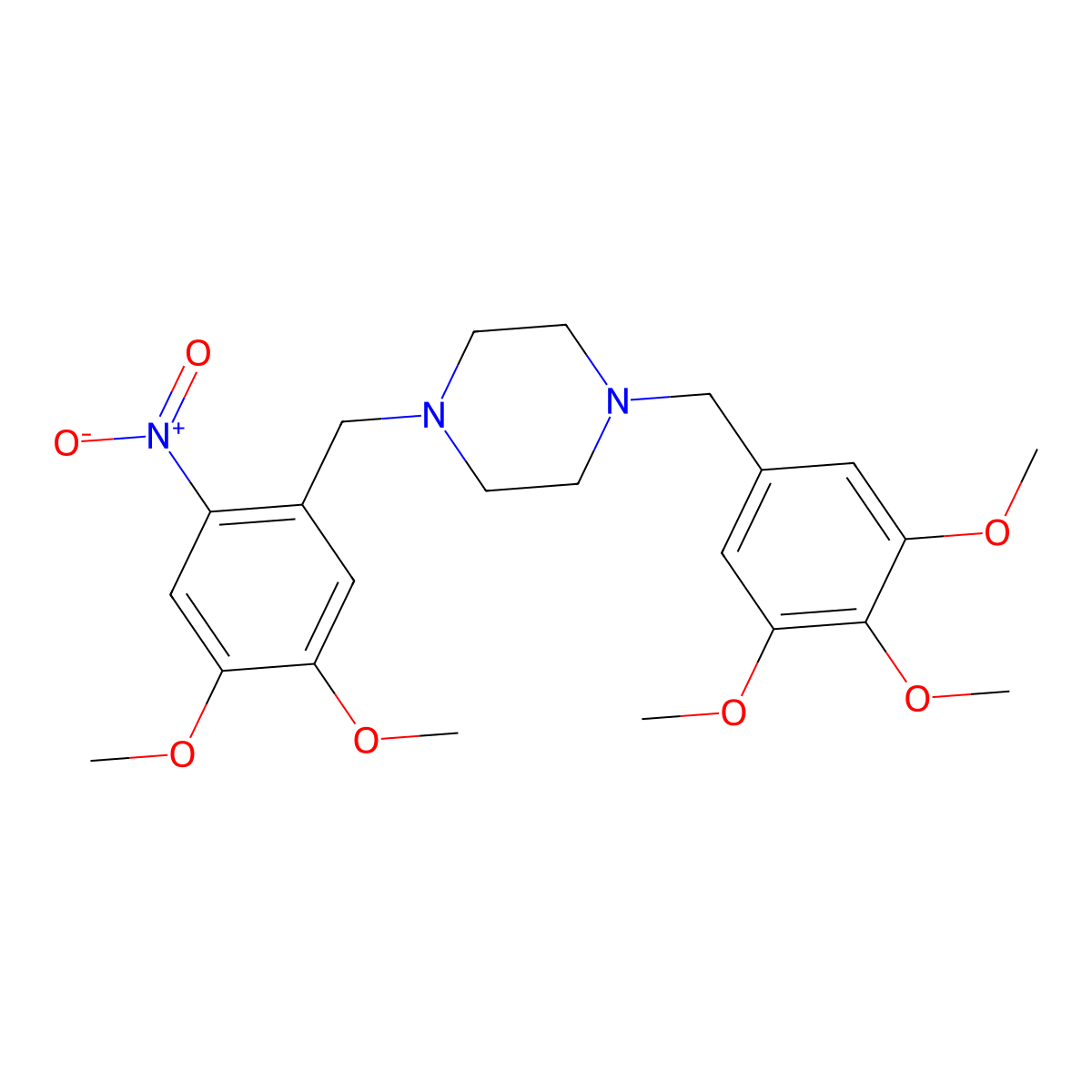 1-[(4,5-Dimethoxy-2-nitrophenyl)methyl]-4-[(3,4,5-trimethoxyphenyl)methyl]piperazine molecular structure, CAS 355819-90-8