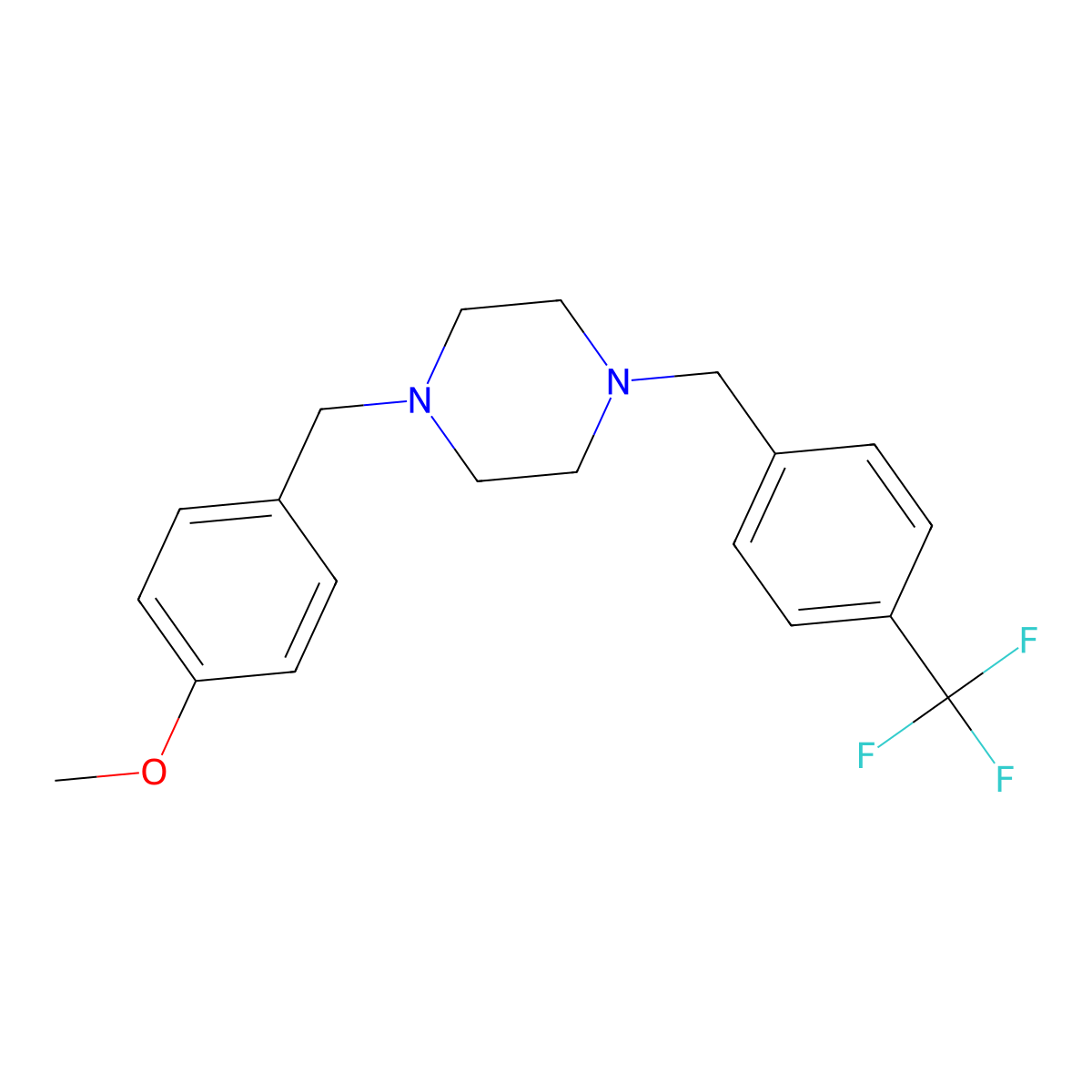 1-[(4-Methoxyphenyl)methyl]-4-[[4-(trifluoromethyl)phenyl]methyl]piperazine molecular structure, CAS 355819-95-3