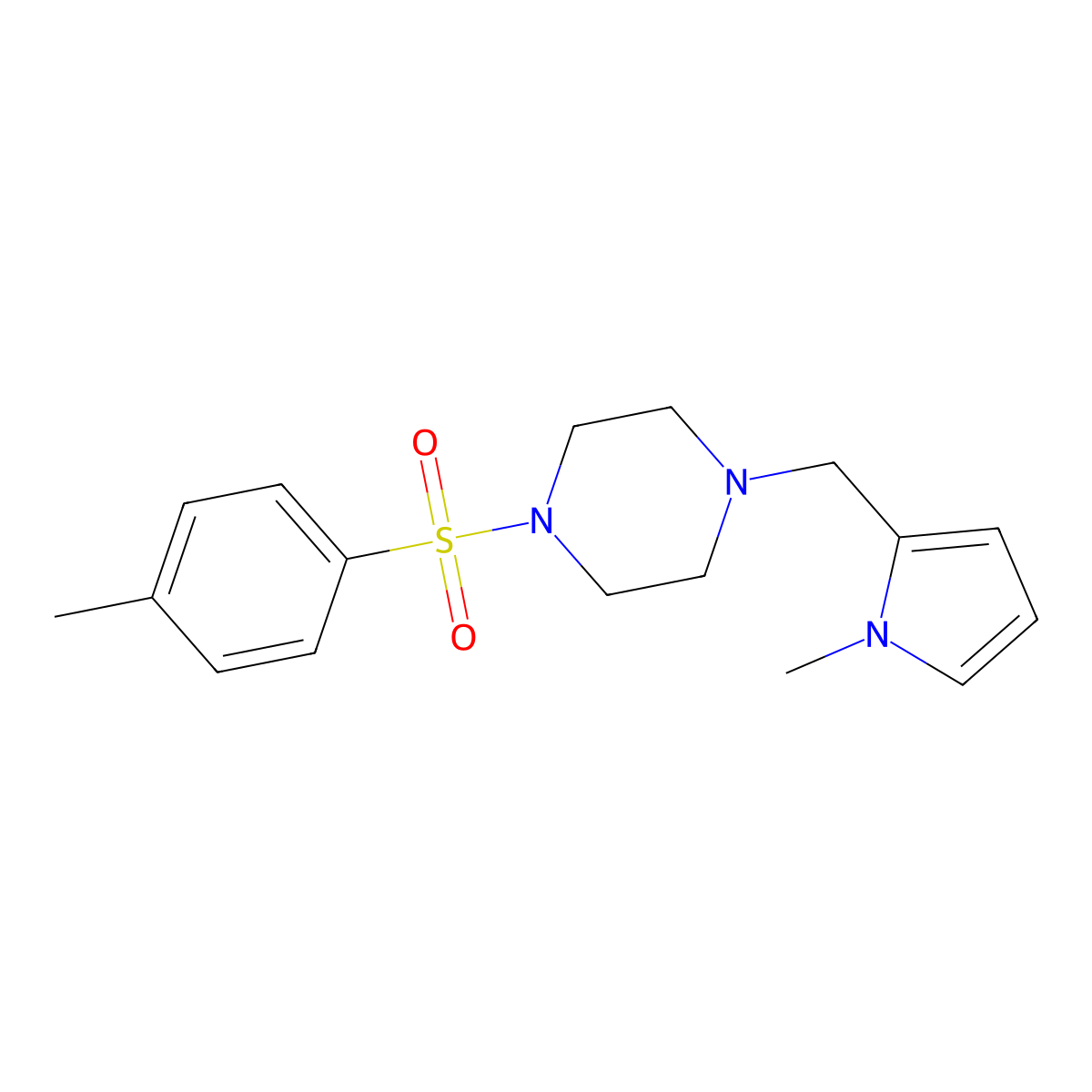 1-[(4-methylphenyl)sulfonyl]-4-[(1-methyl-1H-pyrrol-2-yl)methyl]piperazine molecular structure, CAS 355820-02-9