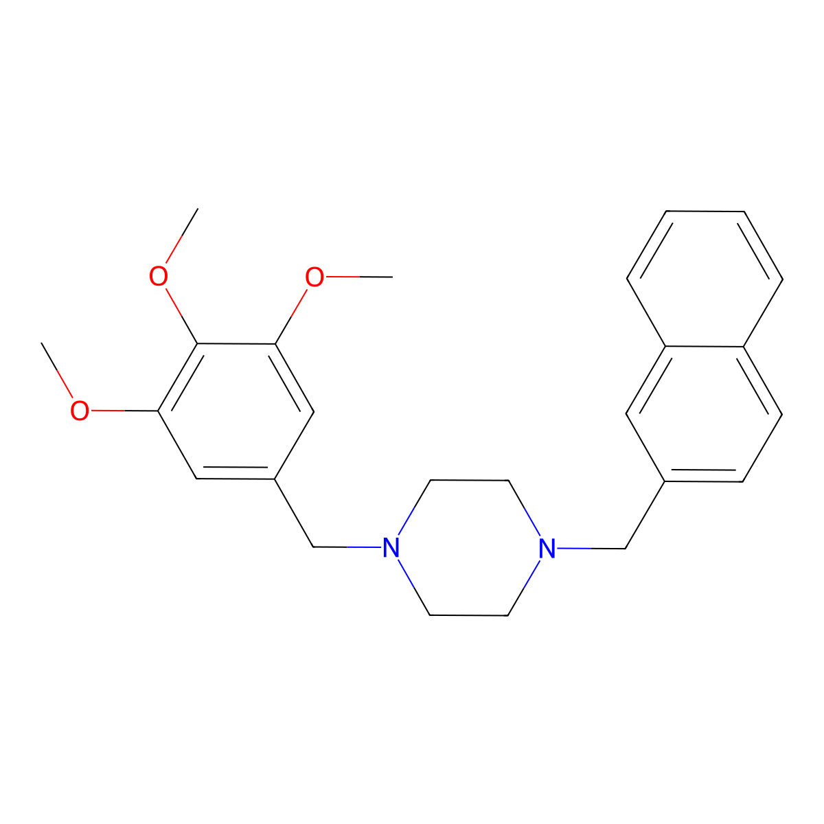 1-(Naphthalen-2-ylmethyl)-4-[(3,4,5-trimethoxyphenyl)methyl]piperazine molecular structure, CAS 355820-08-5