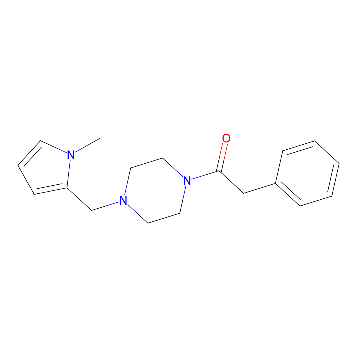 1-[4-[(1-Methylpyrrol-2-yl)methyl]piperazin-1-yl]-2-phenylethanone molecular structure, CAS 355820-20-1