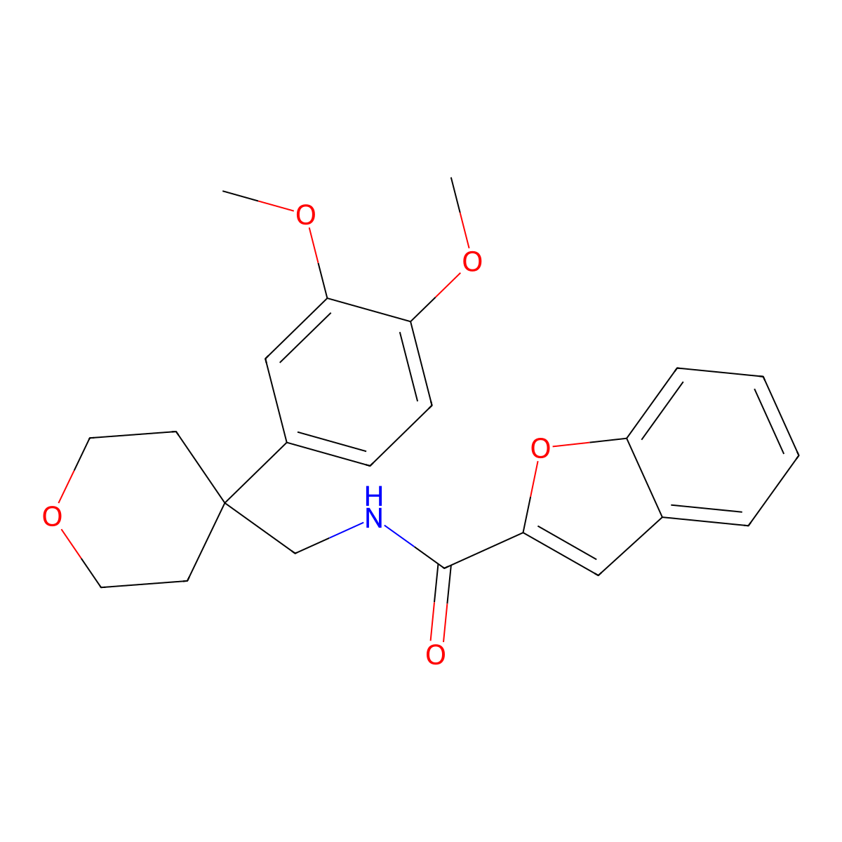 N-[[4-(3,4-dimethoxyphenyl)oxan-4-yl]methyl]-1-benzofuran-2-carboxamide molecular structure, CAS 355820-35-8