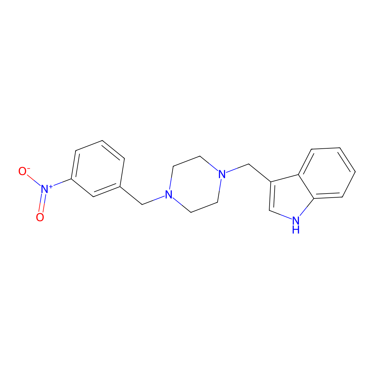 3-({4-[(3-Nitrophenyl)methyl]piperazin-1-YL}methyl)-1H-indole molecular structure, CAS 355820-36-9