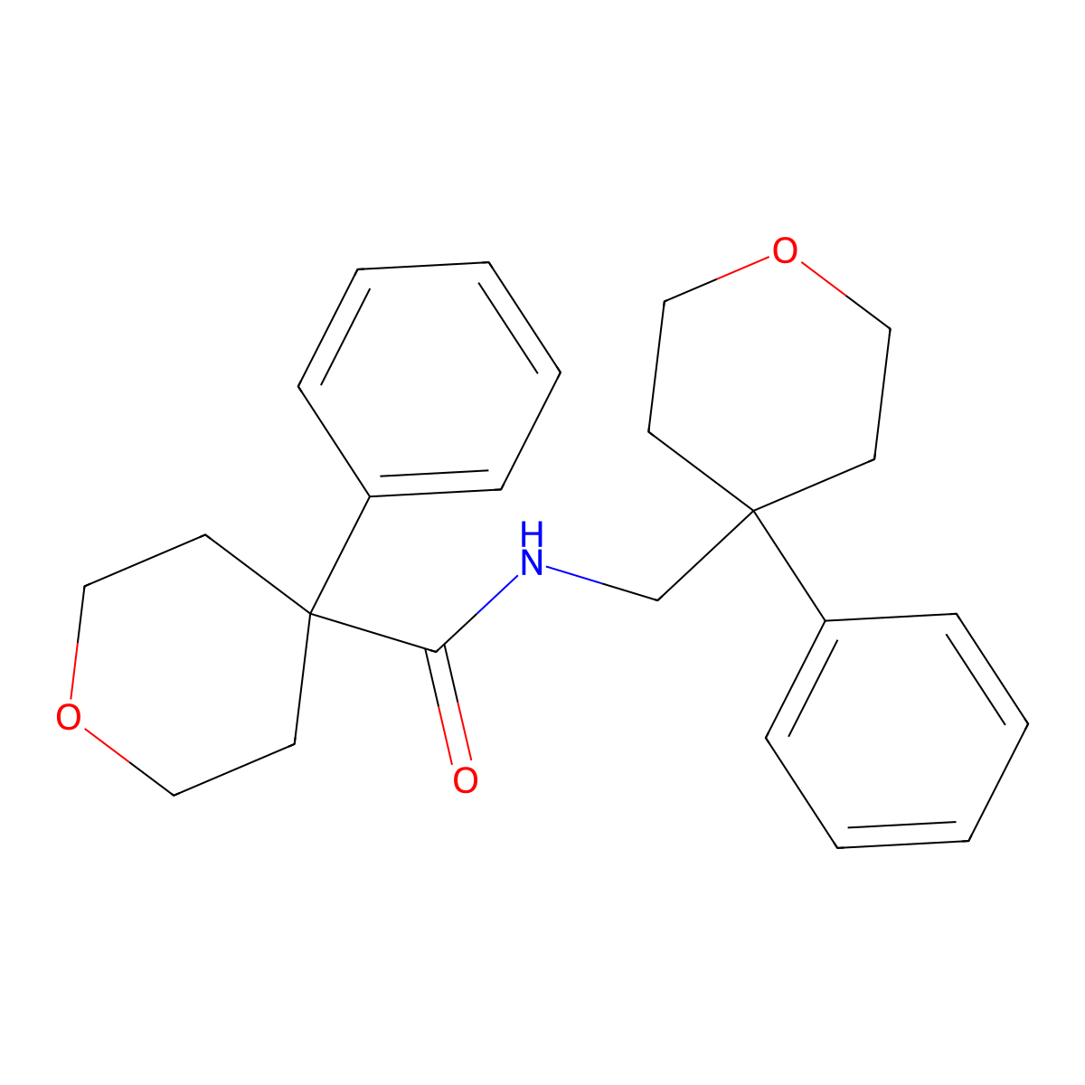 4-phenyl-N-[(4-phenyloxan-4-yl)methyl]oxane-4-carboxamide molecular structure, CAS 355820-38-1