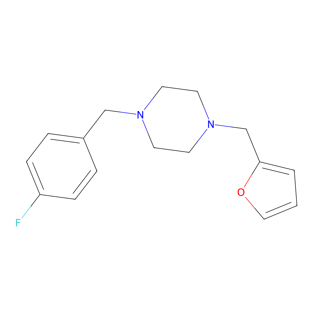 1-[(4-Fluorophenyl)methyl]-4-(furan-2-ylmethyl)piperazine molecular structure, CAS 355820-41-6
