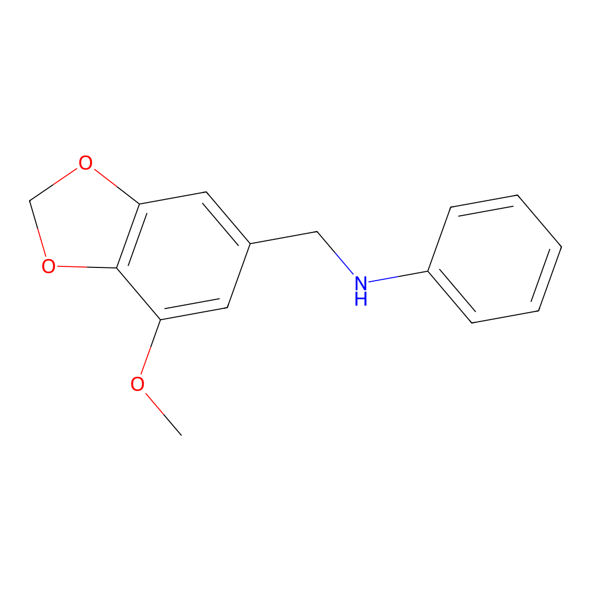 N-[(7-methoxy-1,3-benzodioxol-5-yl)methyl]aniline molecular structure, CAS 355820-45-0