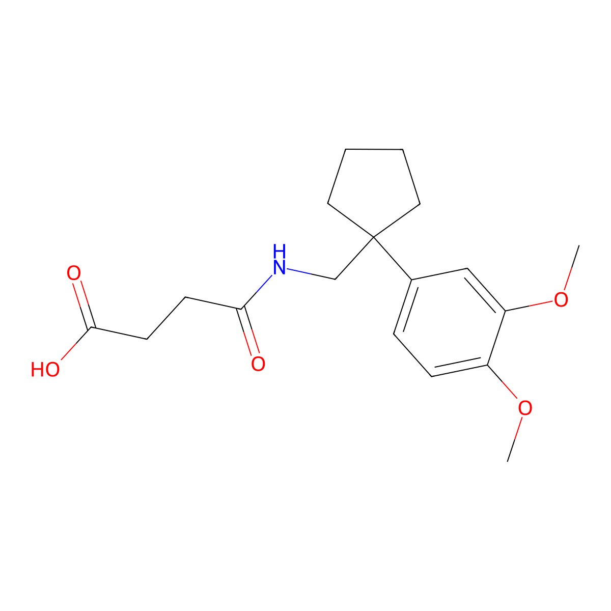 N-[1-(3,4-Dimethoxy-phenyl)-cyclopentylmethyl]-succinamic acid molecular structure, CAS 355820-50-7