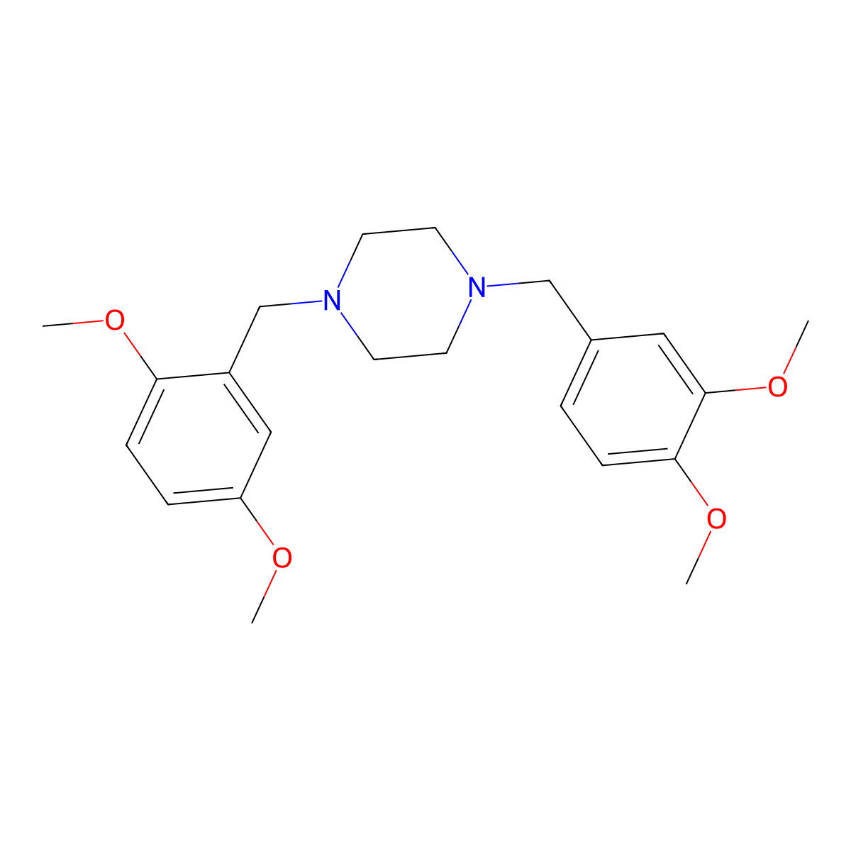 1-[(2,5-Dimethoxyphenyl)methyl]-4-[(3,4-dimethoxyphenyl)methyl]piperazine molecular structure, CAS 355820-54-1