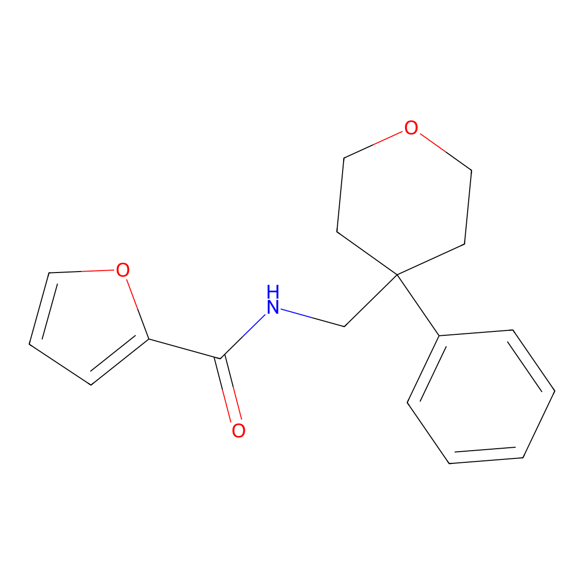 N-((4-phenyltetrahydro-2H-pyran-4-yl)methyl)furan-2-carboxamide molecular structure, CAS 355820-63-2