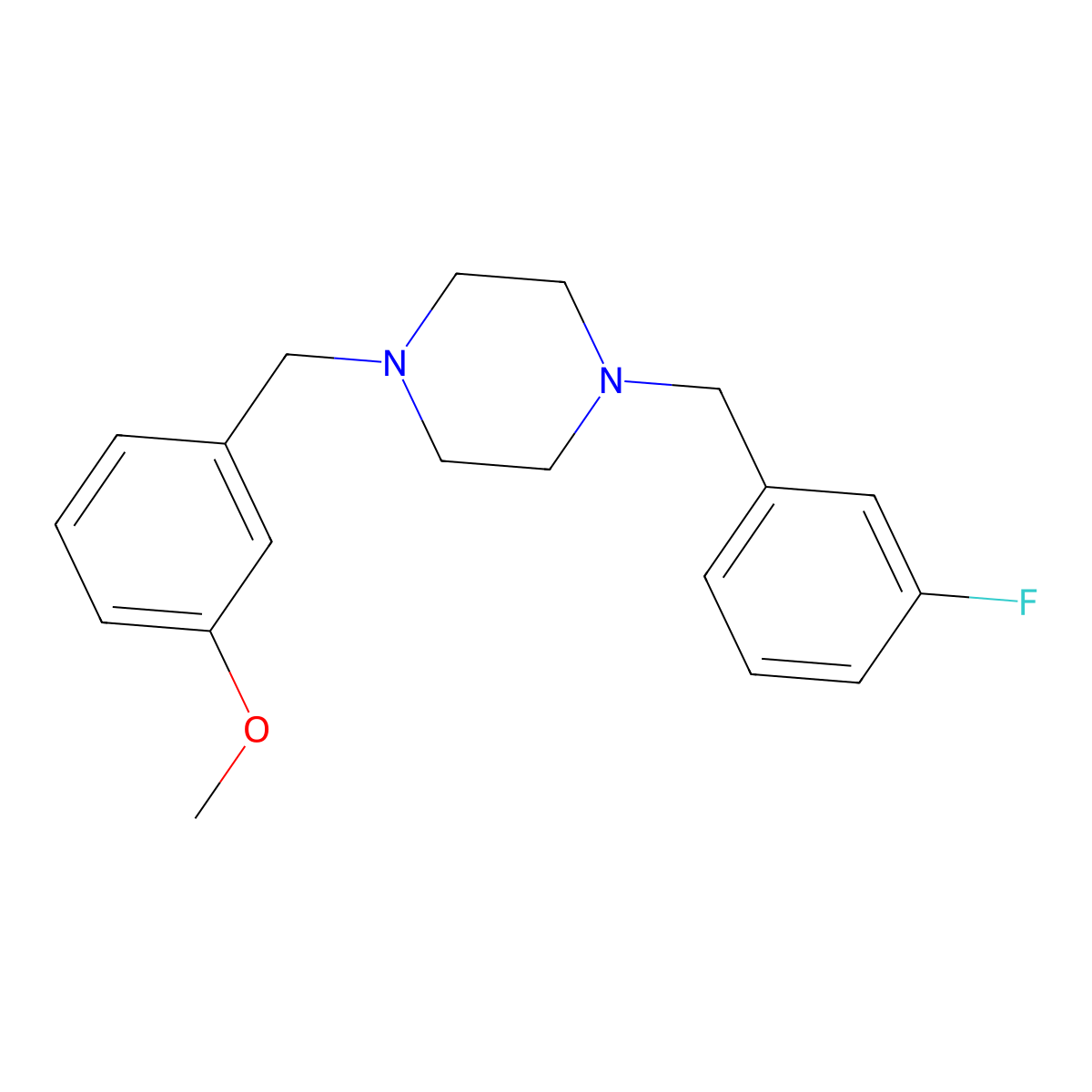 1-[(3-Fluorophenyl)methyl]-4-[(3-methoxyphenyl)methyl]piperazine molecular structure, CAS 355820-69-8