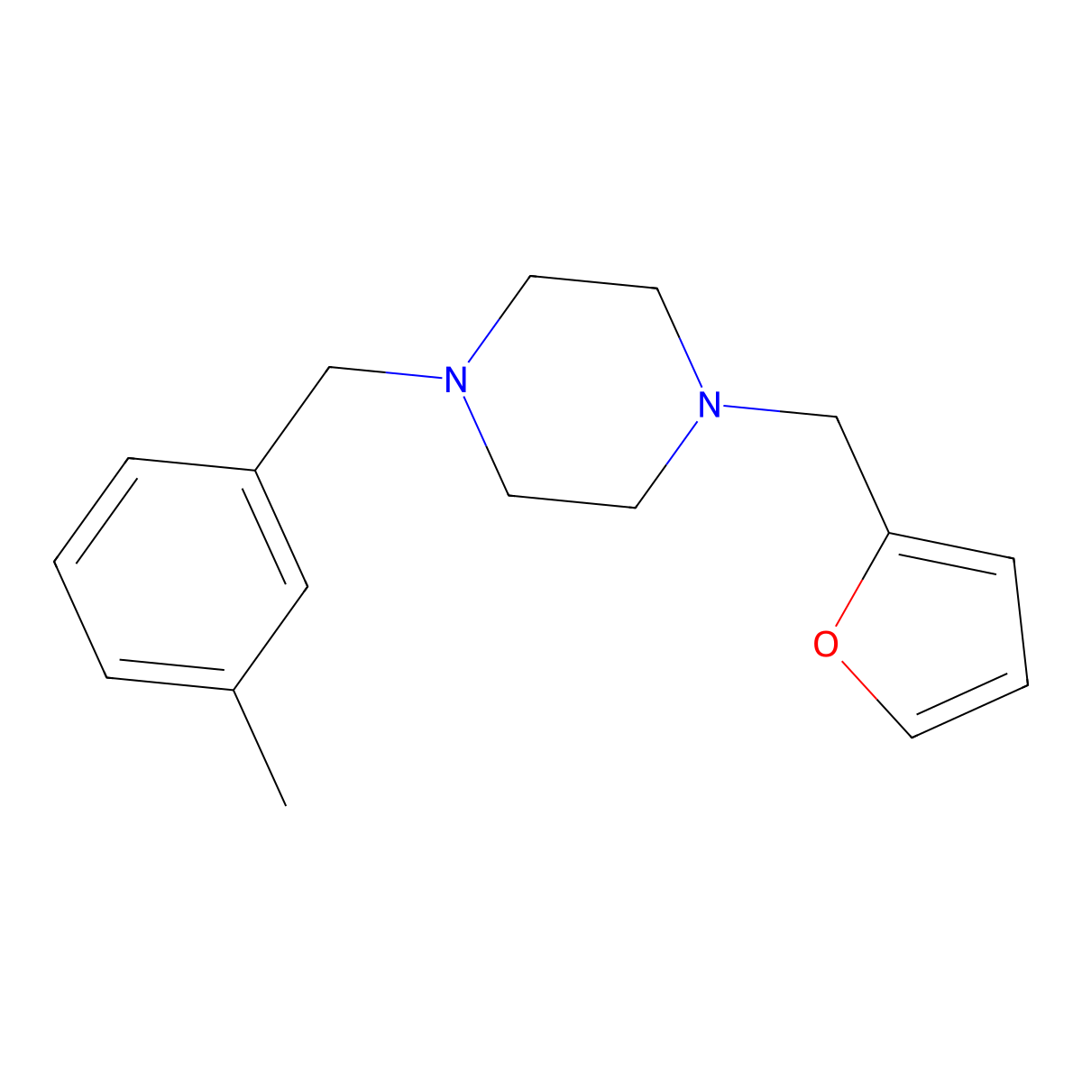 1-(Furan-2-ylmethyl)-4-[(3-methylphenyl)methyl]piperazine molecular structure, CAS 355820-72-3