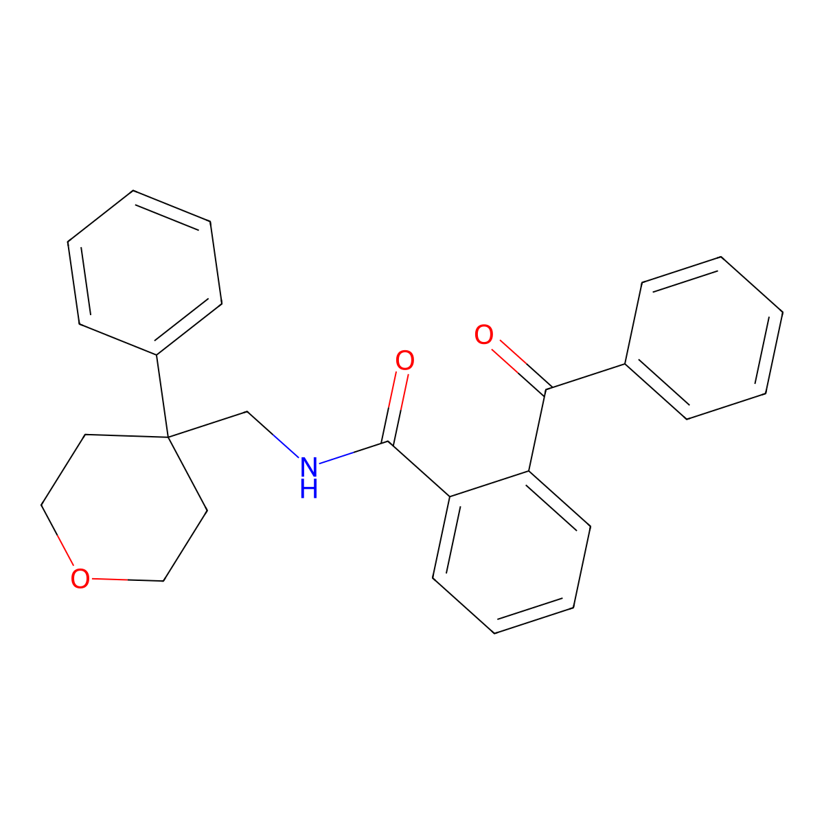 2-benzoyl-N-[(4-phenyloxan-4-yl)methyl]benzamide molecular structure, CAS 355820-73-4