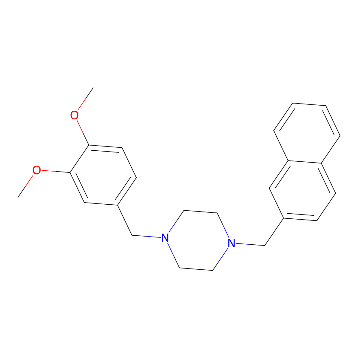 1-[(3,4-Dimethoxyphenyl)methyl]-4-(naphthalen-2-ylmethyl)piperazine molecular structure, CAS 355820-74-5