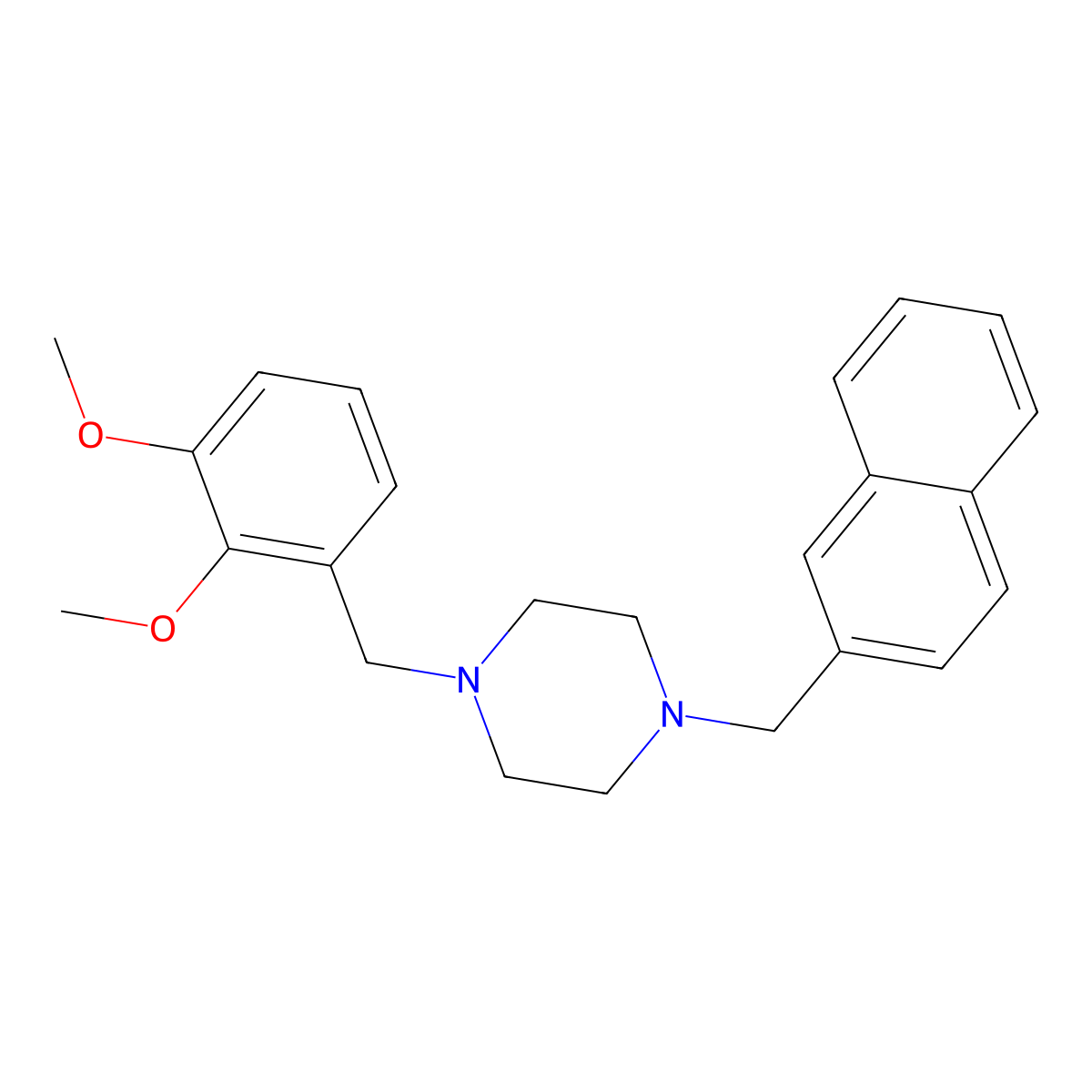 1-[(2,3-Dimethoxyphenyl)methyl]-4-(naphthalen-2-ylmethyl)piperazine molecular structure, CAS 355820-76-7