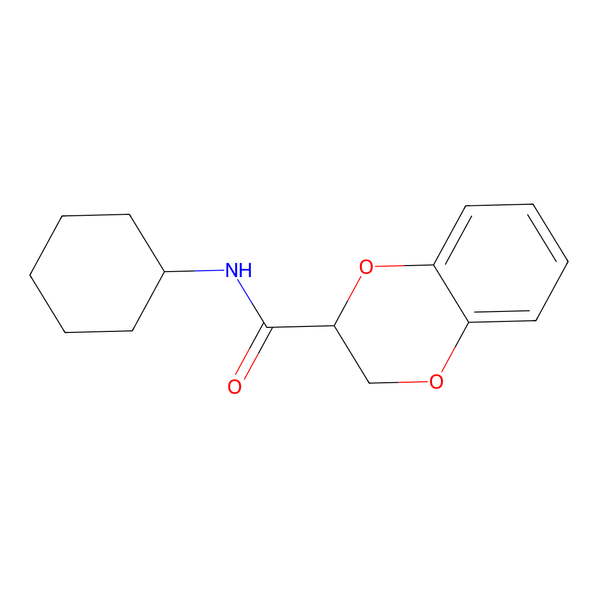 N-cyclohexyl-2,3-dihydro-1,4-benzodioxine-2-carboxamide molecular structure, CAS 355820-78-9