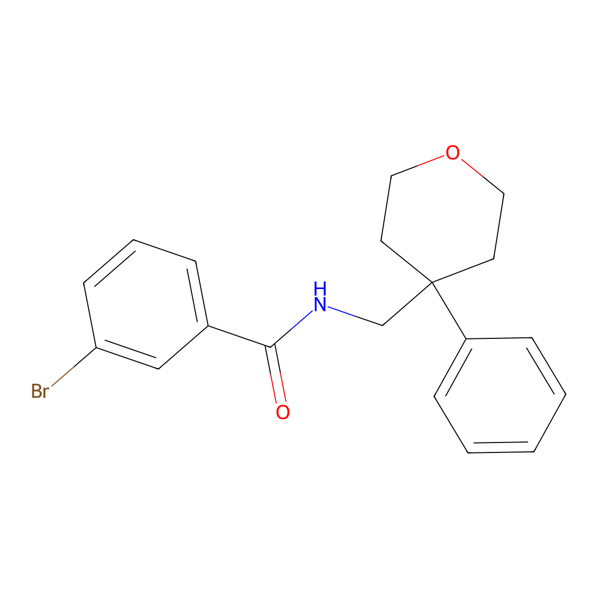 3-bromo-N-[(4-phenyloxan-4-yl)methyl]benzamide molecular structure, CAS 355820-82-5