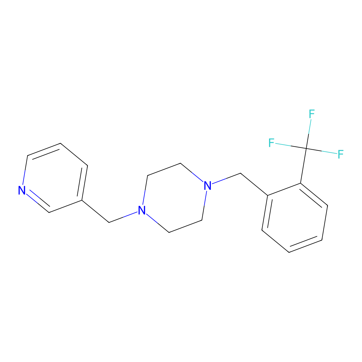 1-(Pyridin-3-ylmethyl)-4-[2-(trifluoromethyl)benzyl]piperazine molecular structure, CAS 355820-85-8