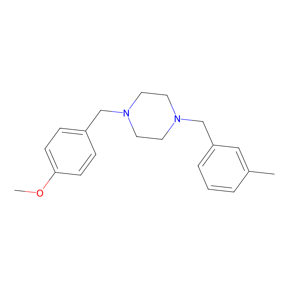 1-(4-Methoxybenzyl)-4-(3-methylbenzyl)piperazine molecular structure, CAS 355820-86-9