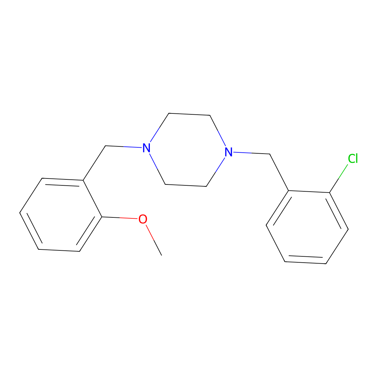 1-(2-Chlorobenzyl)-4-(2-methoxybenzyl)piperazine molecular structure, CAS 355820-89-2