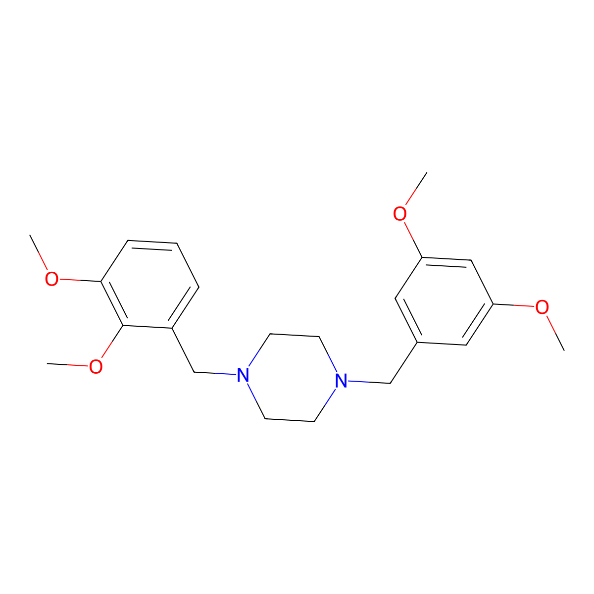 1-(3,5-Dimethoxy-benzyl)-4-(2,3-dimethoxy-benzyl)-piperazine molecular structure, CAS 355820-91-6